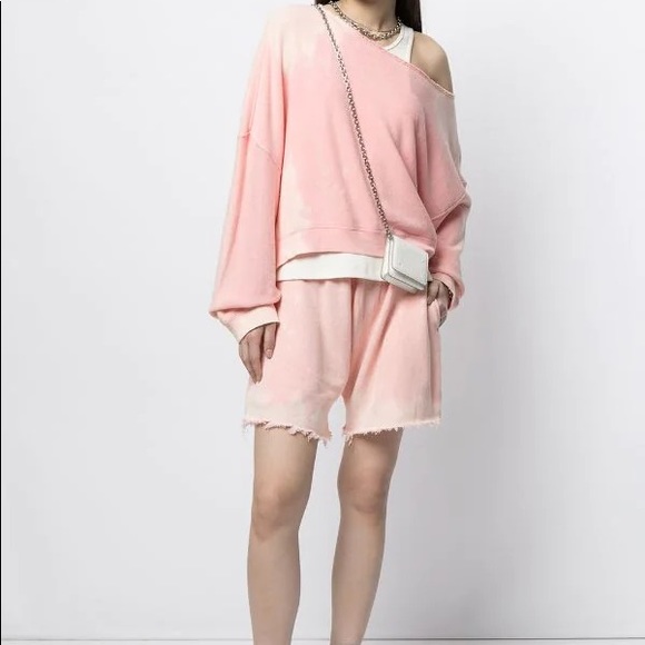 R13 Pink Off-Shoulder Patti Sweatshirt Sz S - Picture 1 of 5